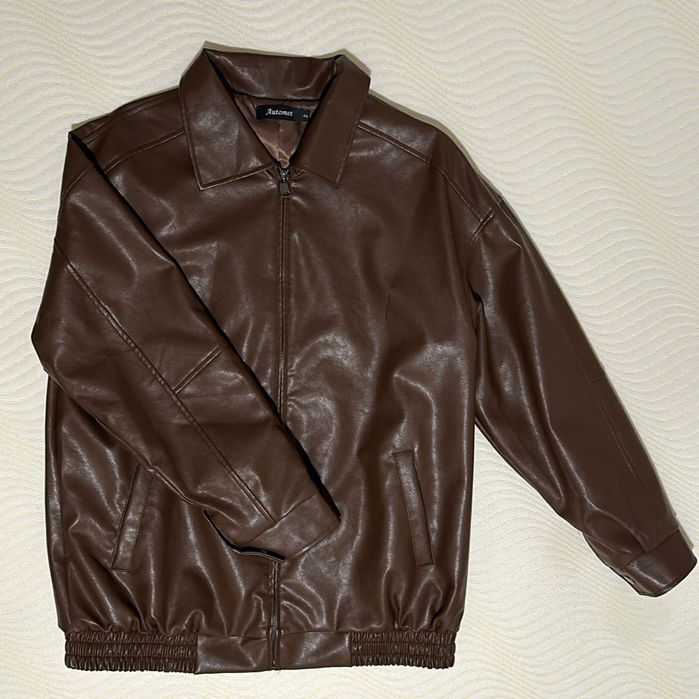 Women’s Brown Leather Bomber Jacket